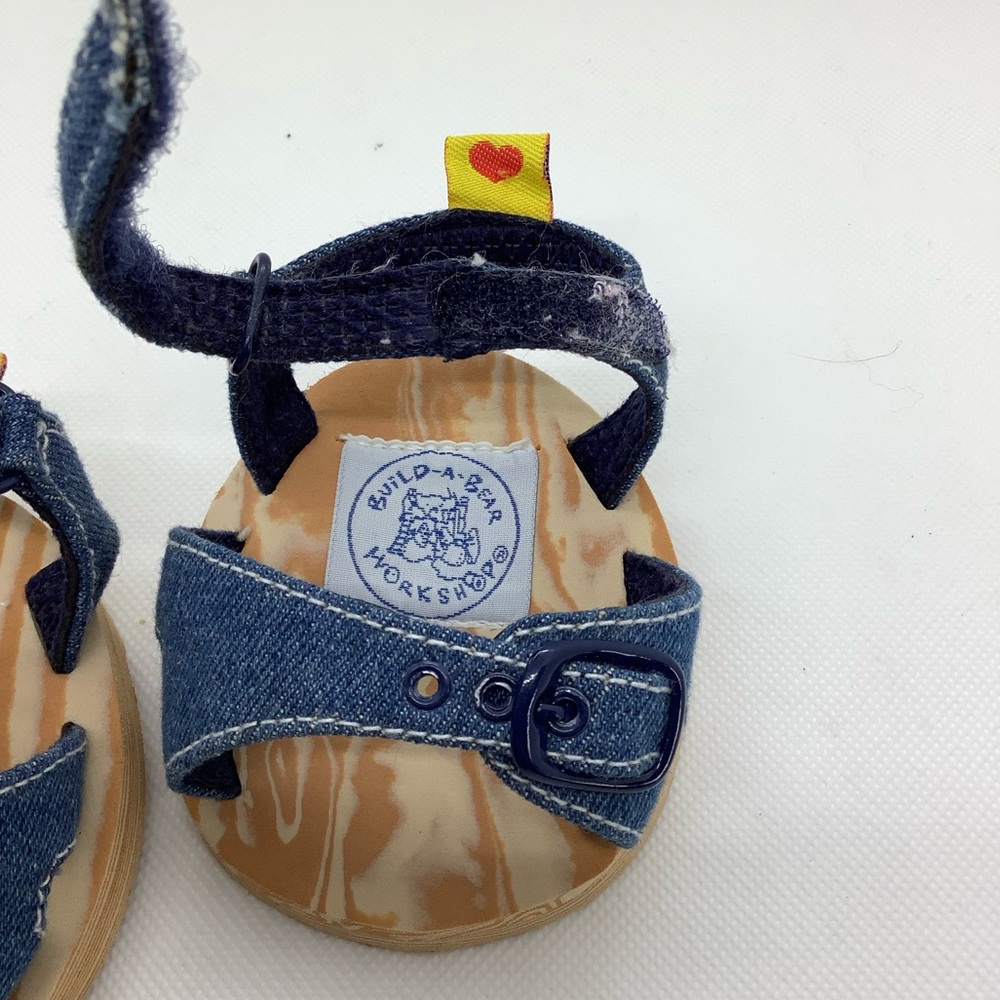 Build A Bear Clothing Set Denim Overall Dress Sandals and Bows 3 Piece Set - Picture 5 of 9